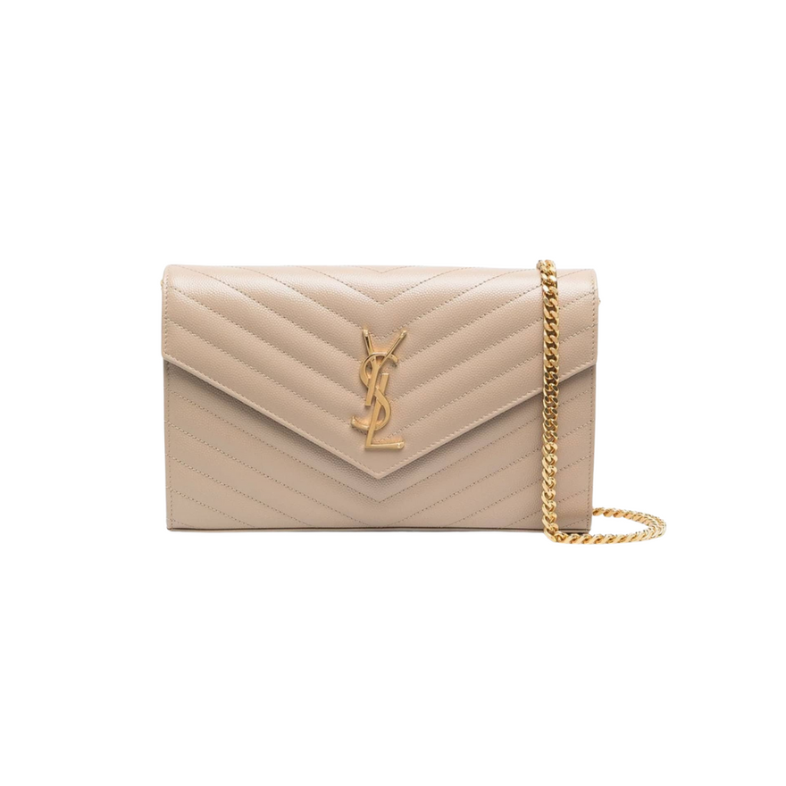 Saint Laurent Envelope Chain Clutch - Nude photo 2