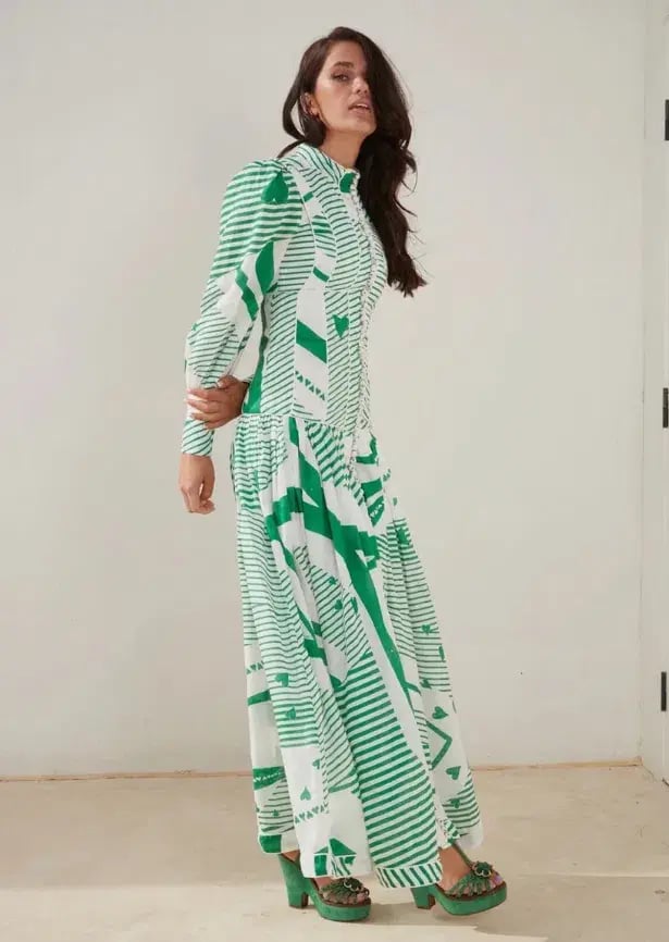 Mackenzie Mode Button Me Up Maxi Dress Green With Envy Size AU 14 photo 2
