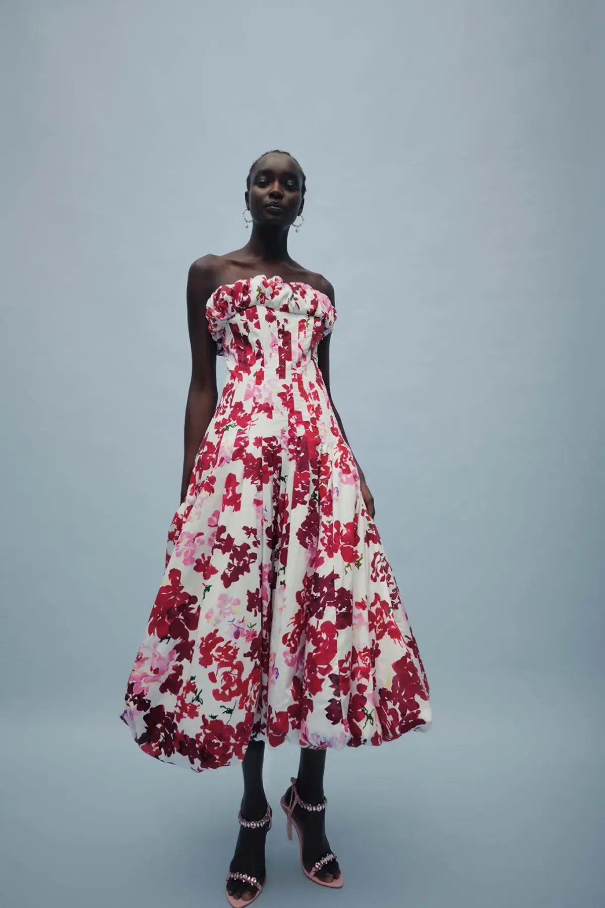 Aje Mathilde Bubble Hem Midi Dress Floral Size 10 photo 4