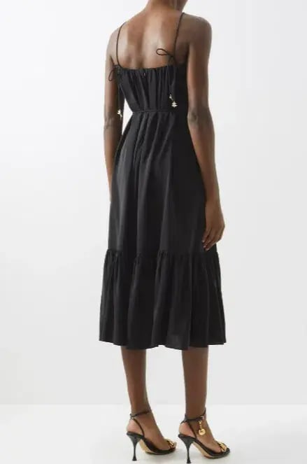 Zimmermann High Tide Halterneck Silk Midi Dress Black Size 2 / Au 12 photo 3