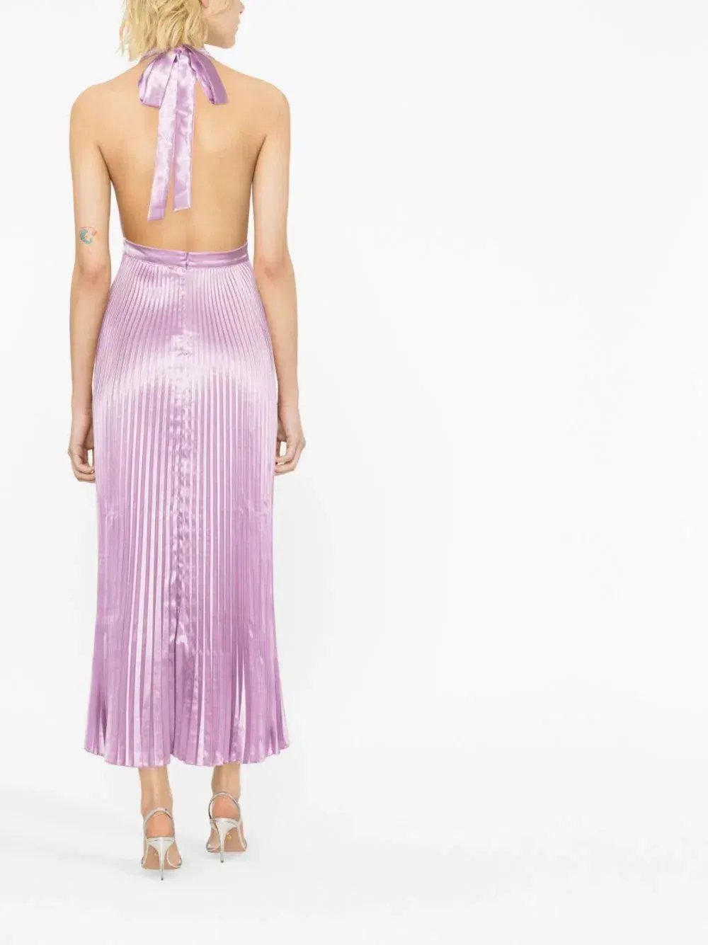L'Idée Pleated Halterneck Dress Violet Purple Size 8 photo 3