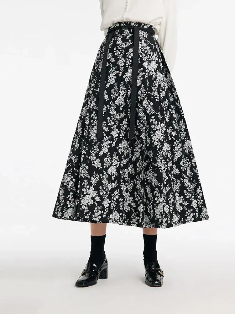 Camellia Jacquard Pleated Women Mamianqun With Bottomed Skirt photo 2