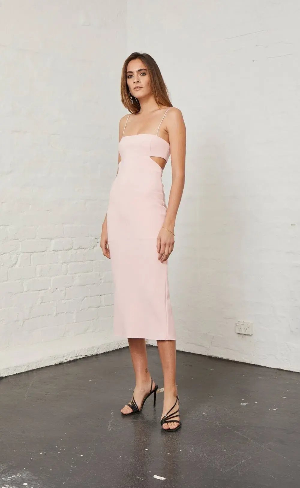 Bec and Bridge Elle Cut Out Midi Dress Pink Size 8 photo 2