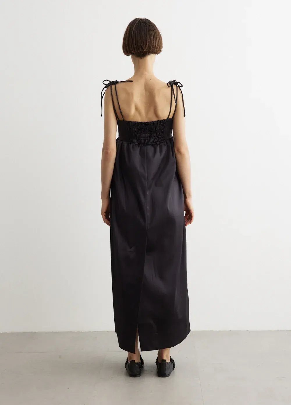 Ganni Sleeveless Satin Maxi Dress Black Size 6 photo 2