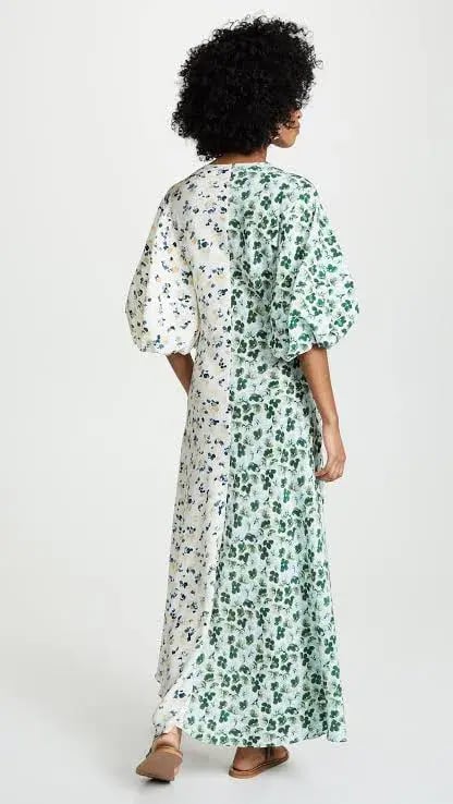 Lee Mathews Eloise Silk Contrast Maxi Dress Clover Multi  Size AU 8 photo 2