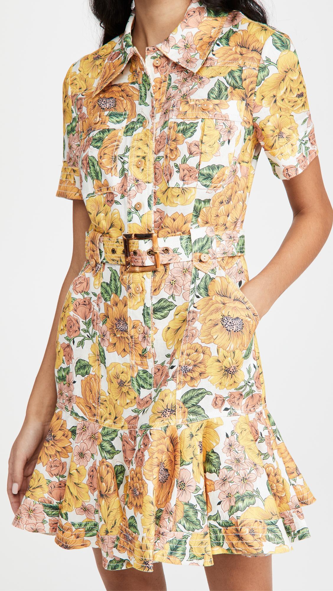 Zimmermann Poppy Belted Mini Dress Sunshine Floral Size 6 photo 2