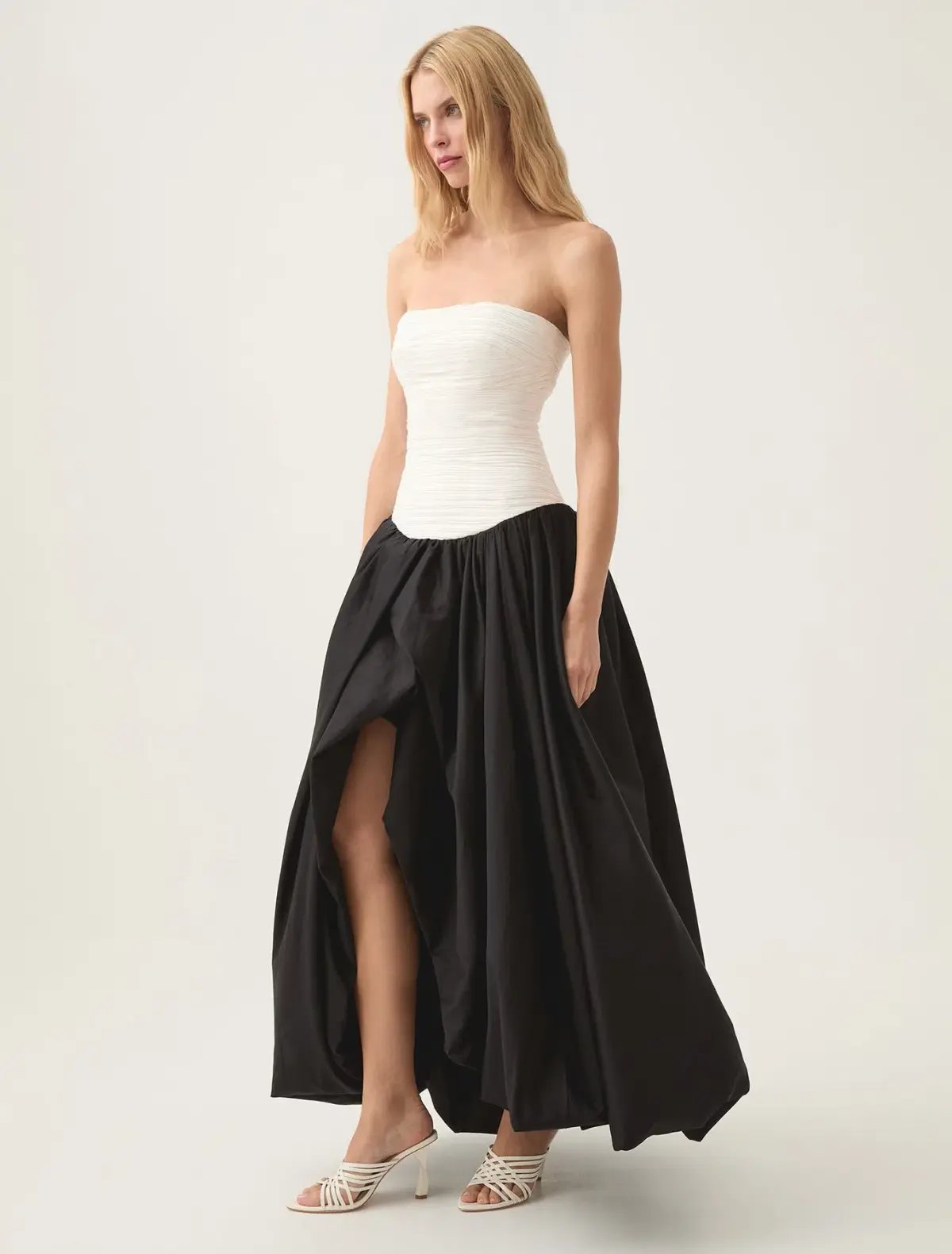 Aje Violette Bubble Hem Maxi Dress Ivory/Black Size 4 photo 2