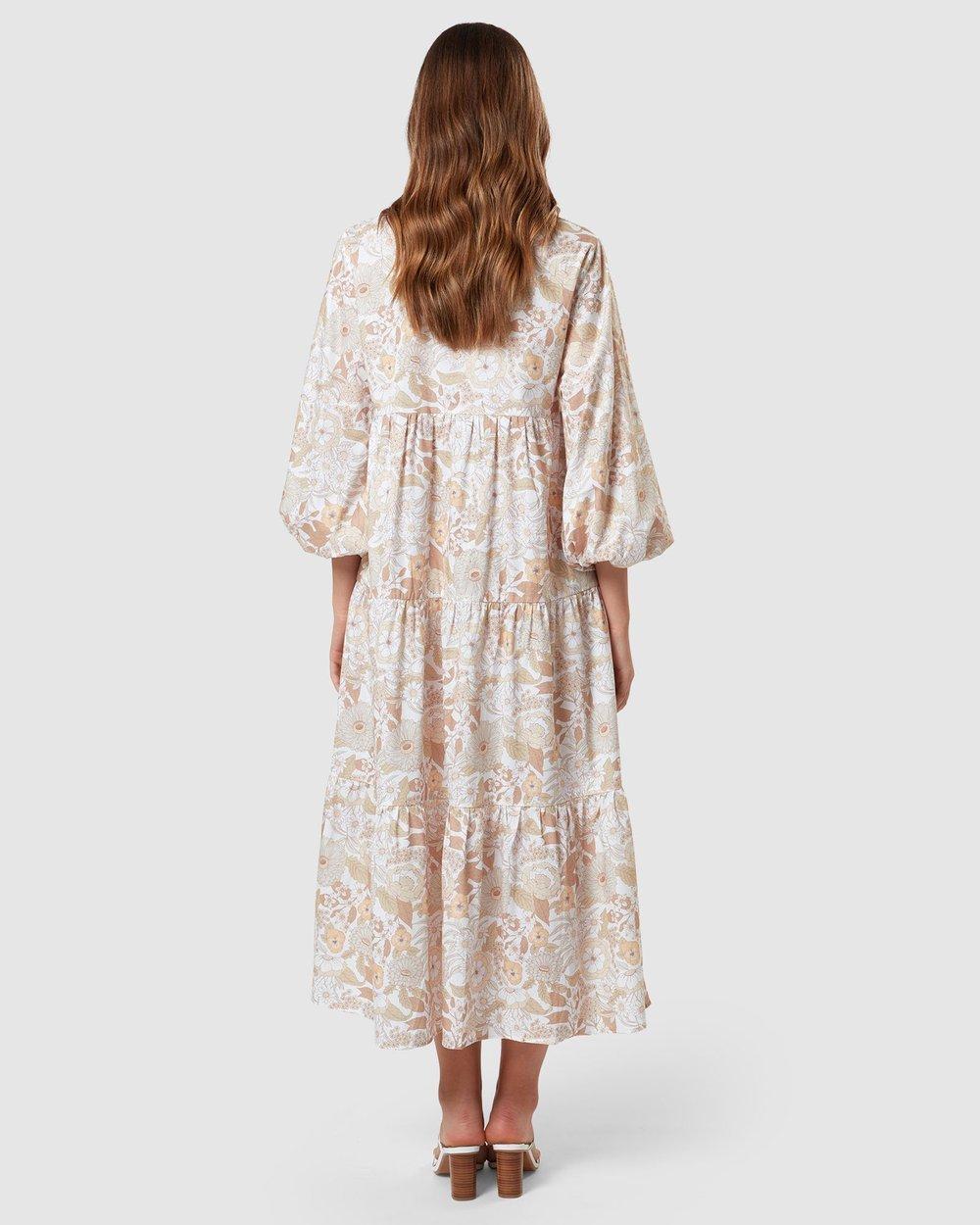 Charlie Holiday Agatha Floral Tiered Cotton Dress Print Size 8 photo 3
