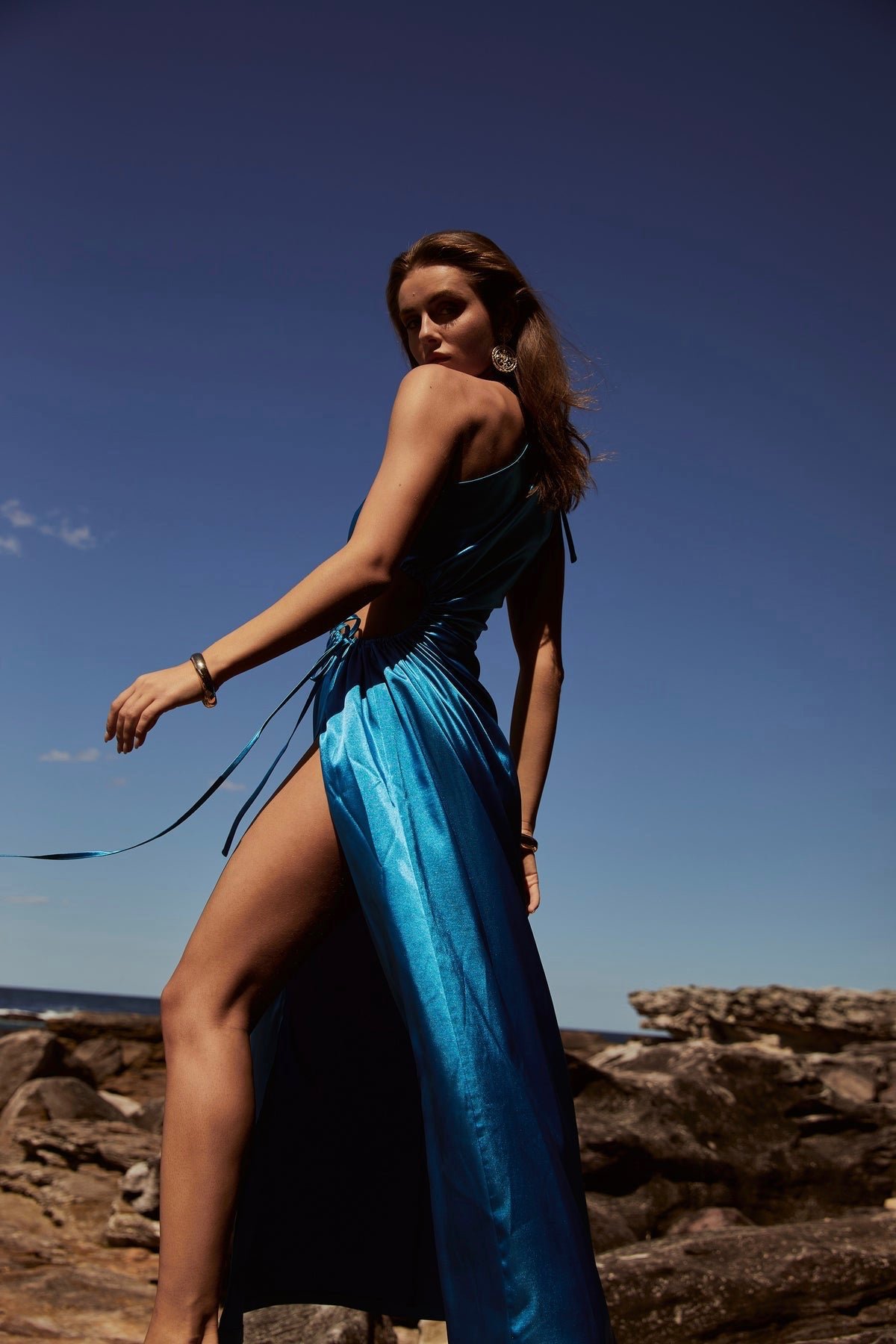 SONYA NOUR CYAN MAXI DRESS - CYAN BLUE photo 8