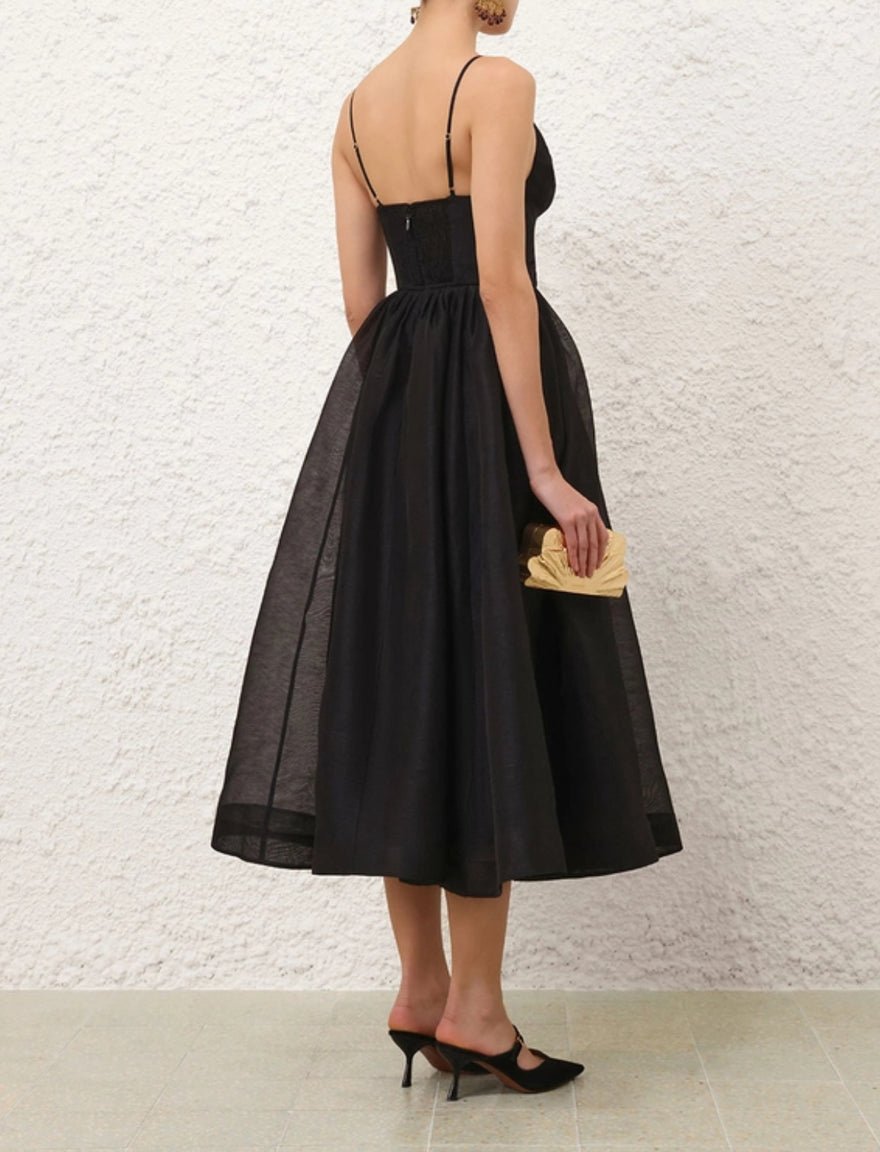 Zimmermann Hypnotic V Neck Midi Dress In Black photo 2