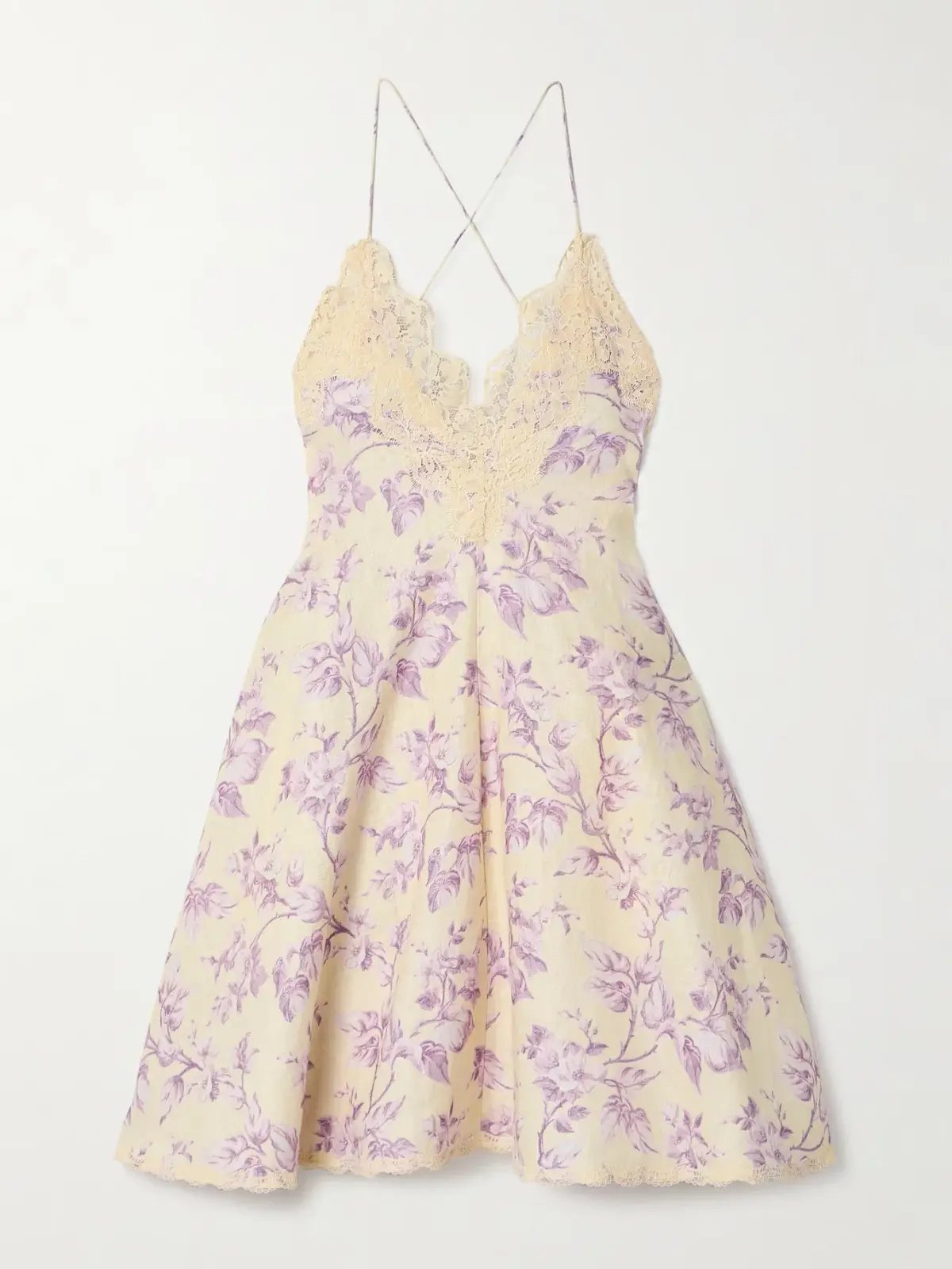 Zimmermann Halliday Swing Mini Dress in Yellow/Lilac Floral Size 2 / AU 12 photo 4