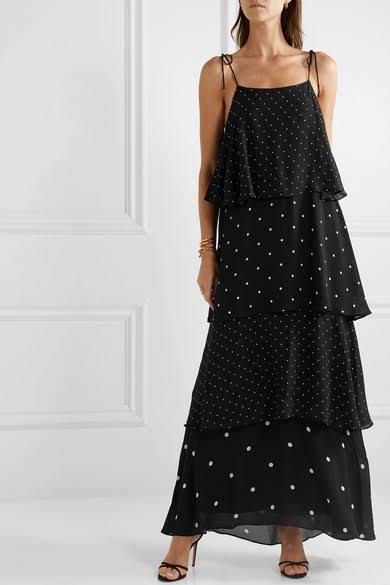 Anine Bing Polka Dot Tiered Dress Black Size 6 photo 4