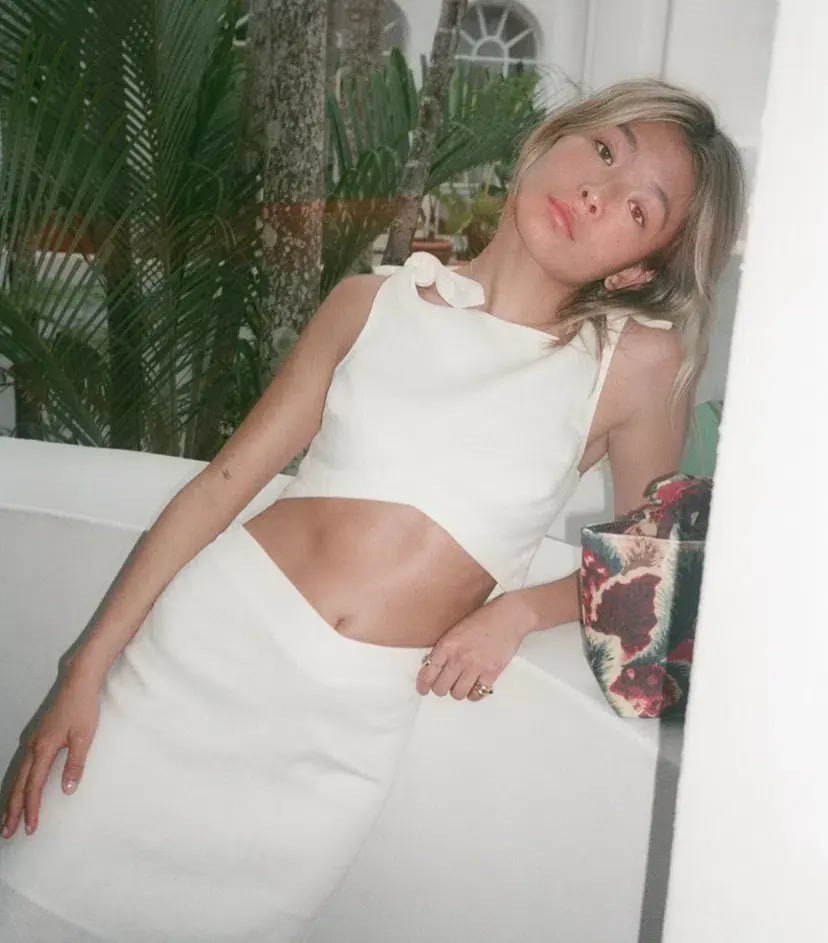 Sir the Label Ambroise Knot Crop Top and Midi Skirt Set White Size 1/Au 8 photo 6