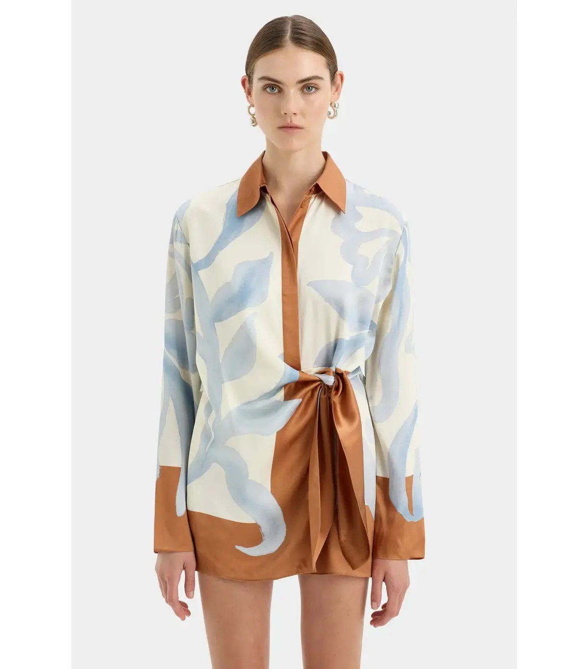 Sir the Label Sorrento Mini Shirt Dress in Sciarpa Print Size 0P / 6PETITE photo 3