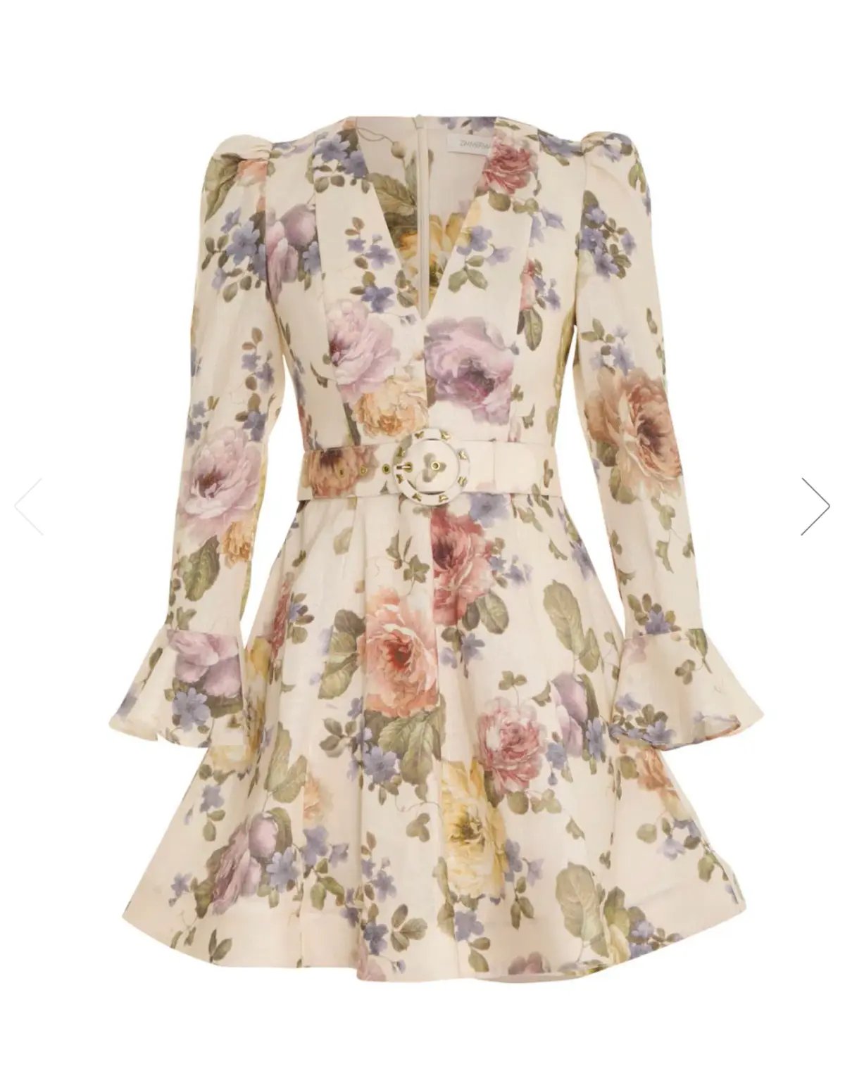 Zimmermann Luminosity Mini Dress Multi Floral Cream Size 0 / AU 6 photo 3