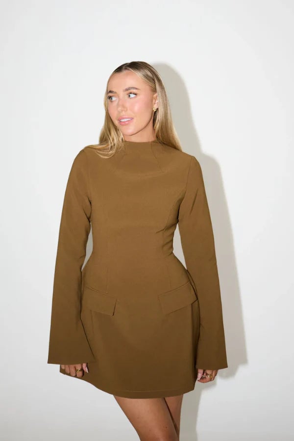 ODD MUSE THE ULTIMATE MUSE SPLIT SLEEVE MINI DRESS - OLIVE photo 2
