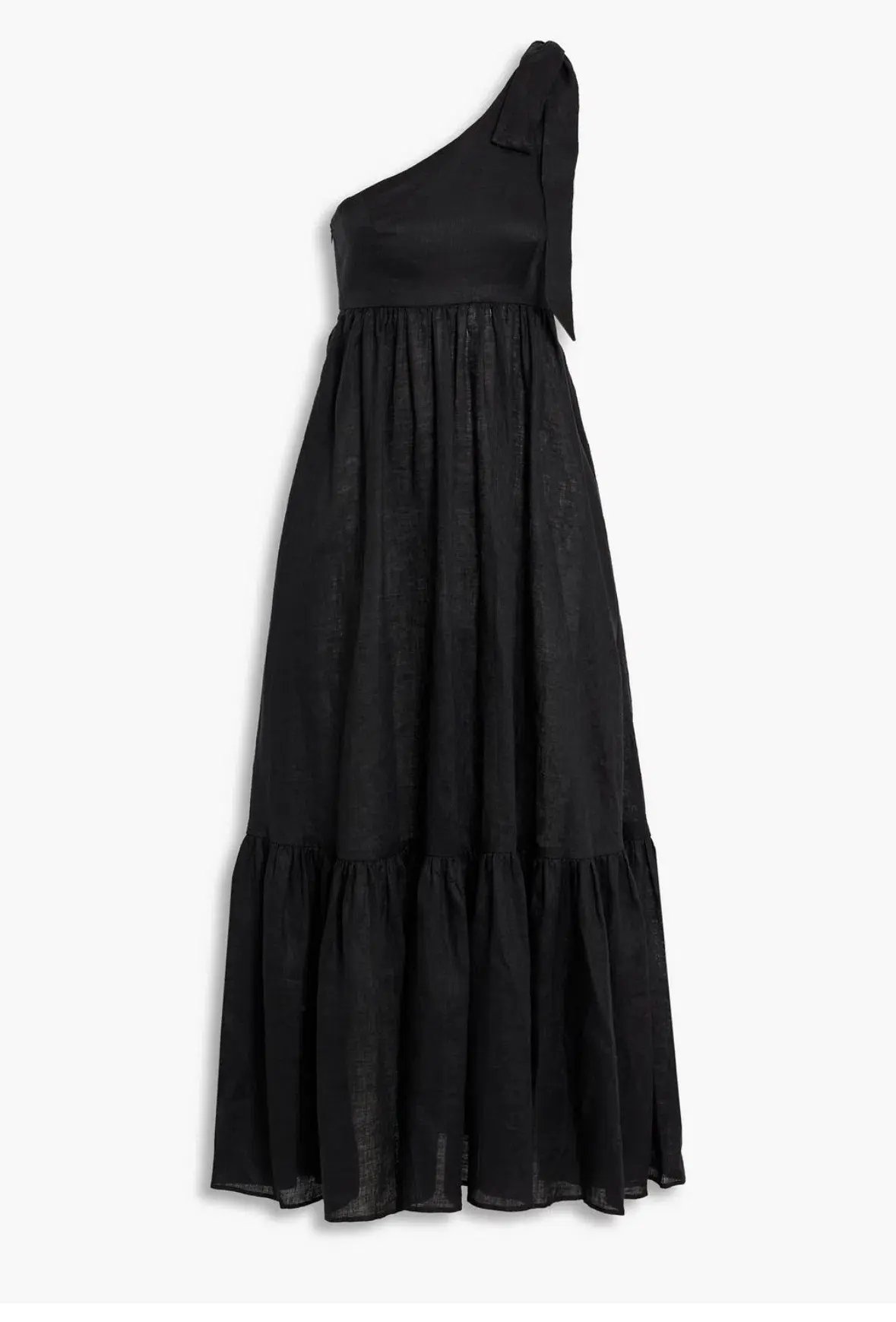 Zimmermann Juliette Bow One Shoulder Linen Maxi Dress Black Size 1 / AU 10 photo 4