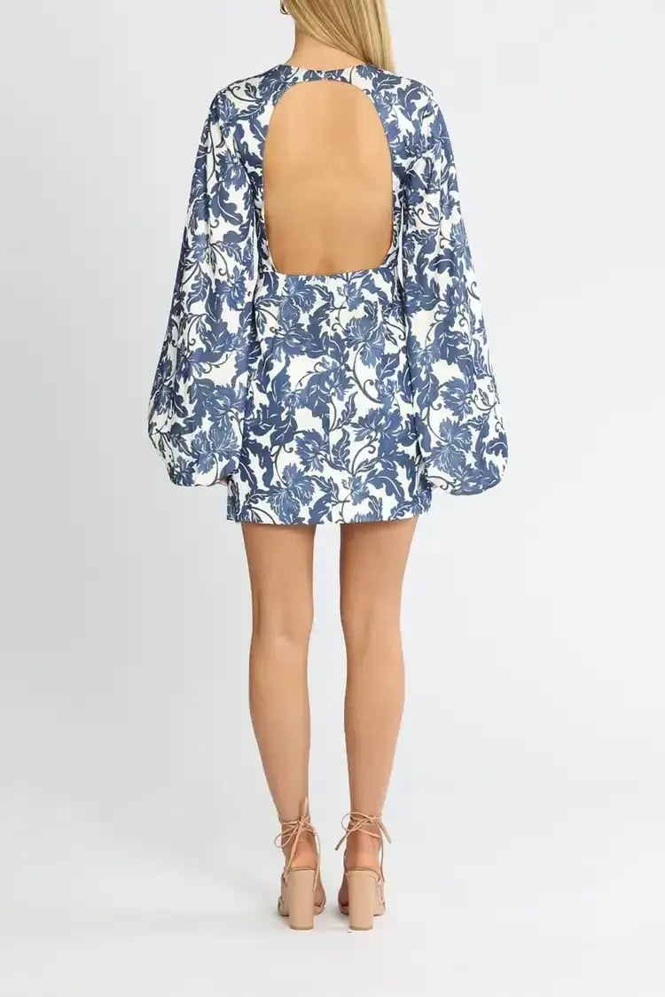 Significant Other Holly Mini Dress Blue Print Size 12 photo 3