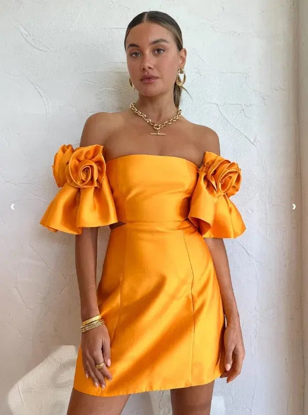 Alemais Macie Rosette Mini Dress in Saffron Yellow Size 6 photo 3
