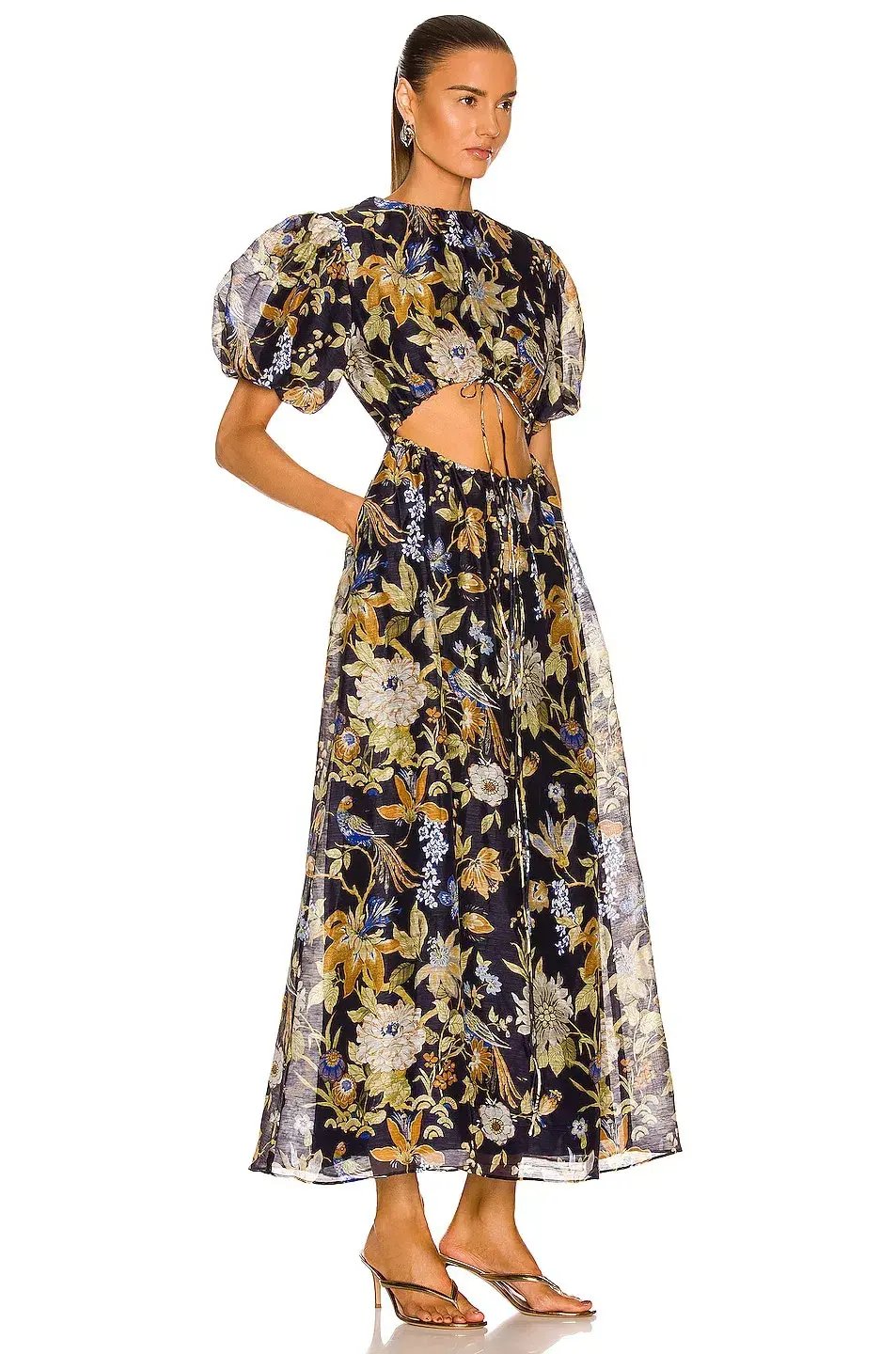 Sir the Label Lilian Puff Sleeve Midi Dress Delia Print Size 2 / AU 10 photo 2