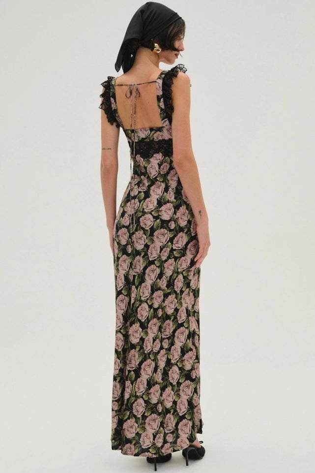 FOR LOVE & LEMONS FALLEN ROSE MAXI - BLACK photo 3