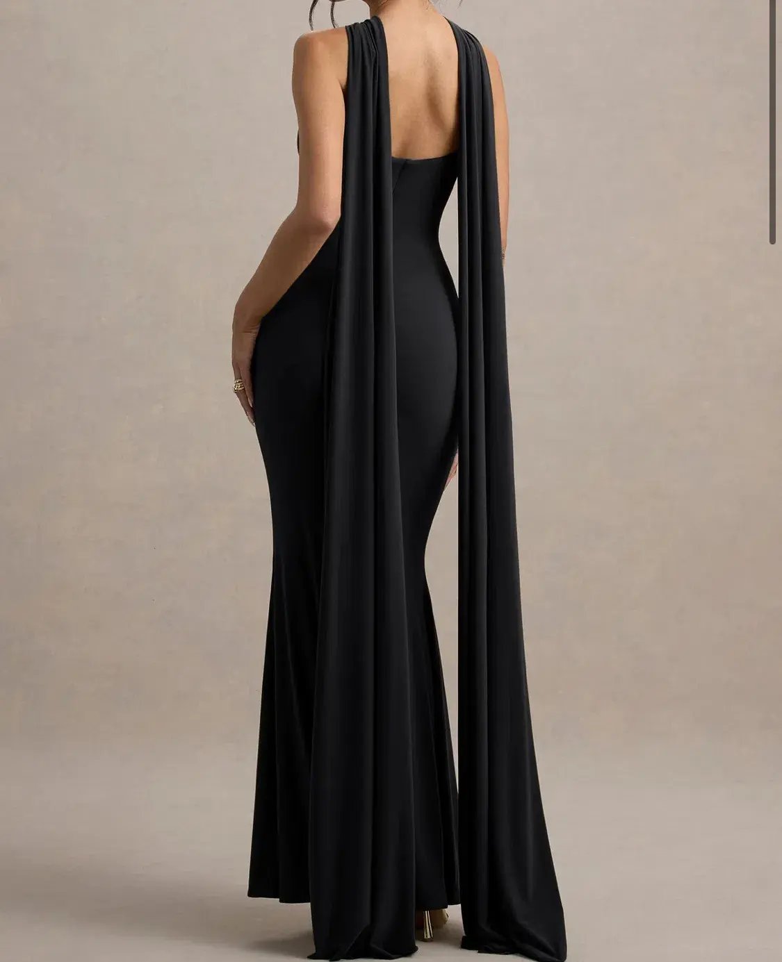 Club L London - Black Twist Halter Neck Cape Maxi Dress AU size 10 photo 2
