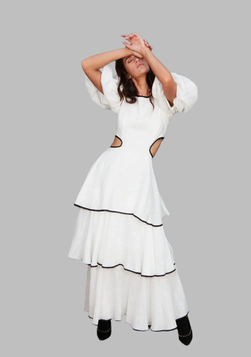 Mackenzie Mode Puff Sleeve Maxi Dress White photo 2