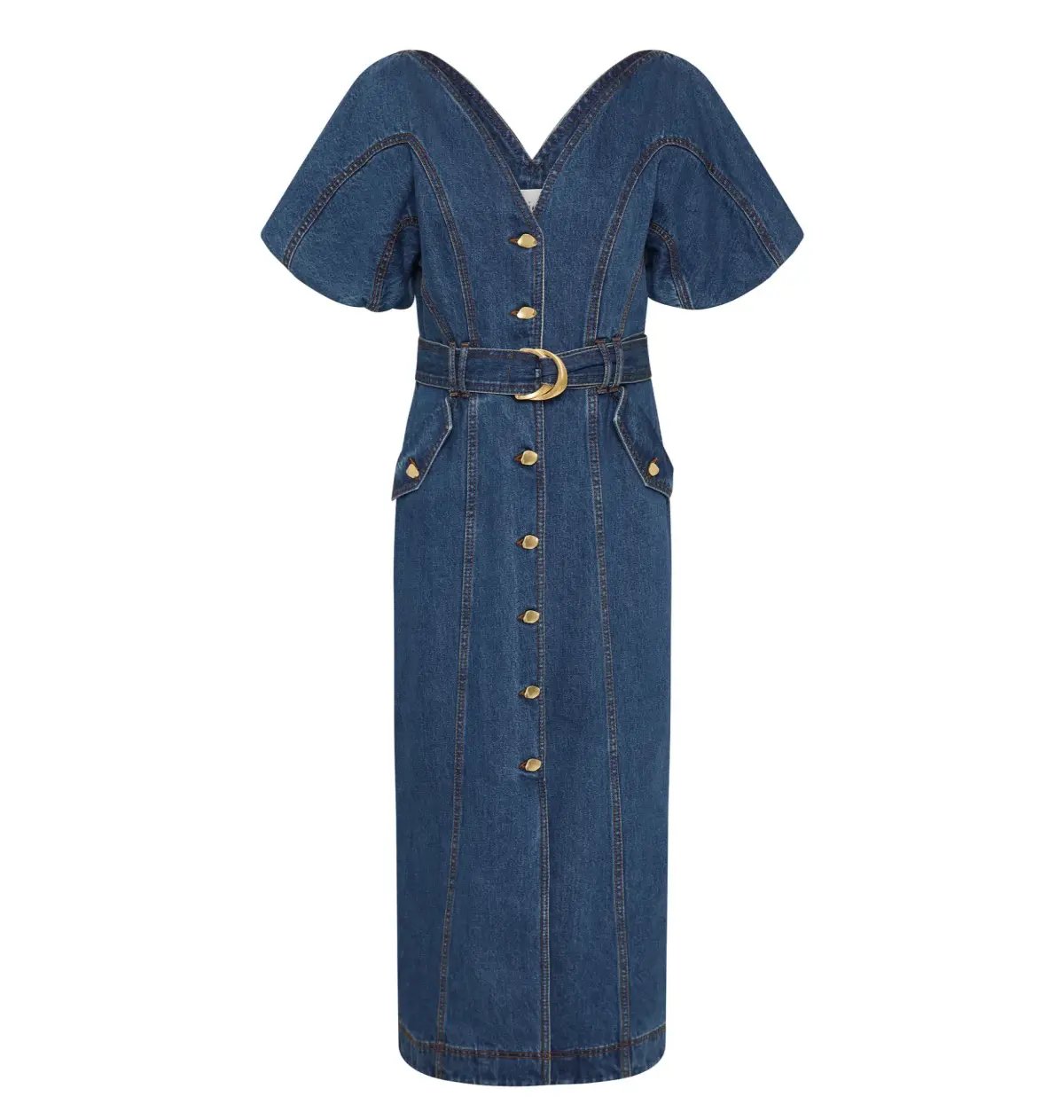 Aje Harper Midi Dress Denim Size 10/M photo 7