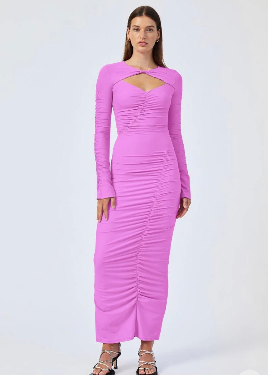 Suboo Ivy Rouched Dress In Fuchsia photo 4
