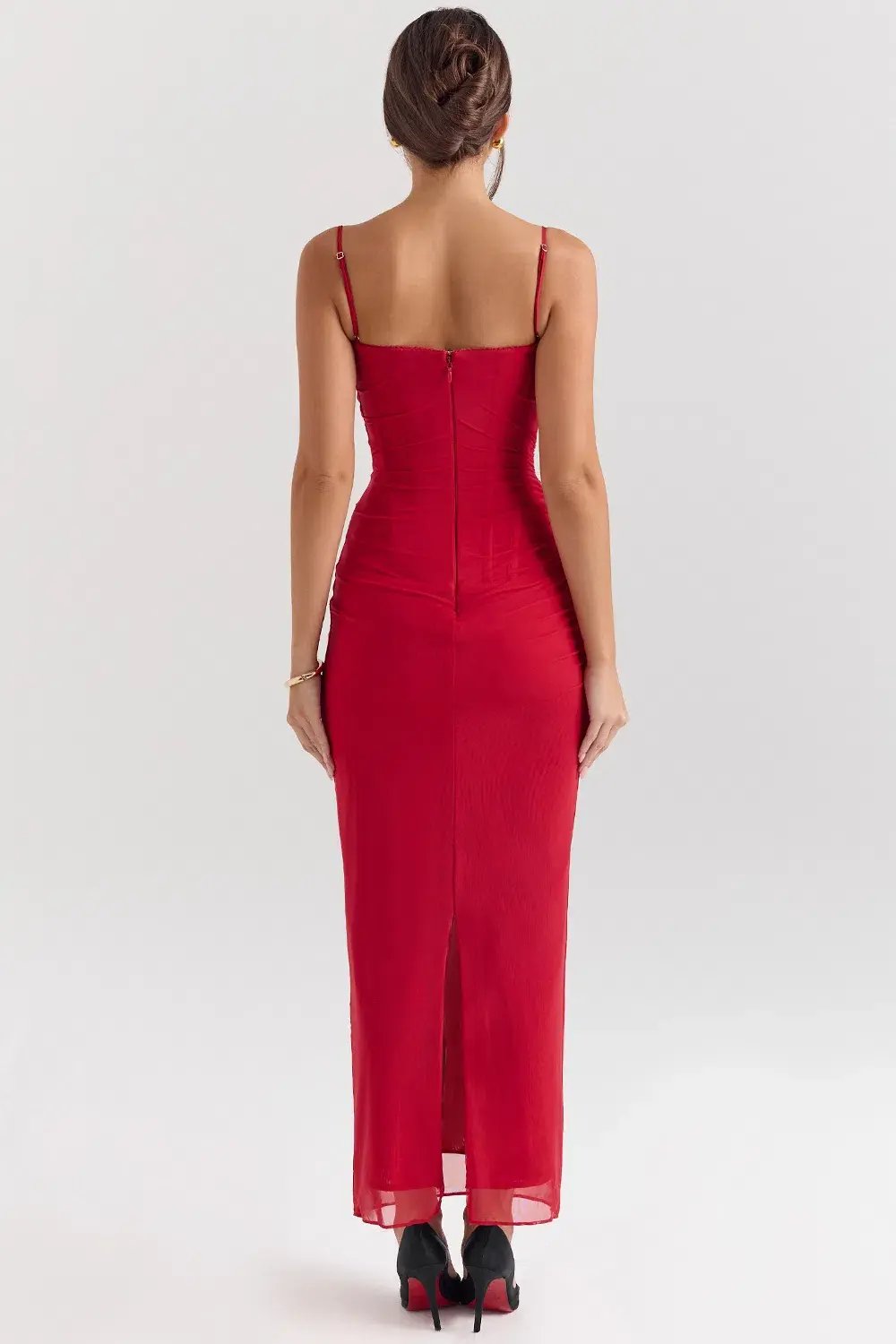 House of CB Nalini Mesh Corset Maxi Dress Holly Red Size S / AU 8 Regular cup photo 2