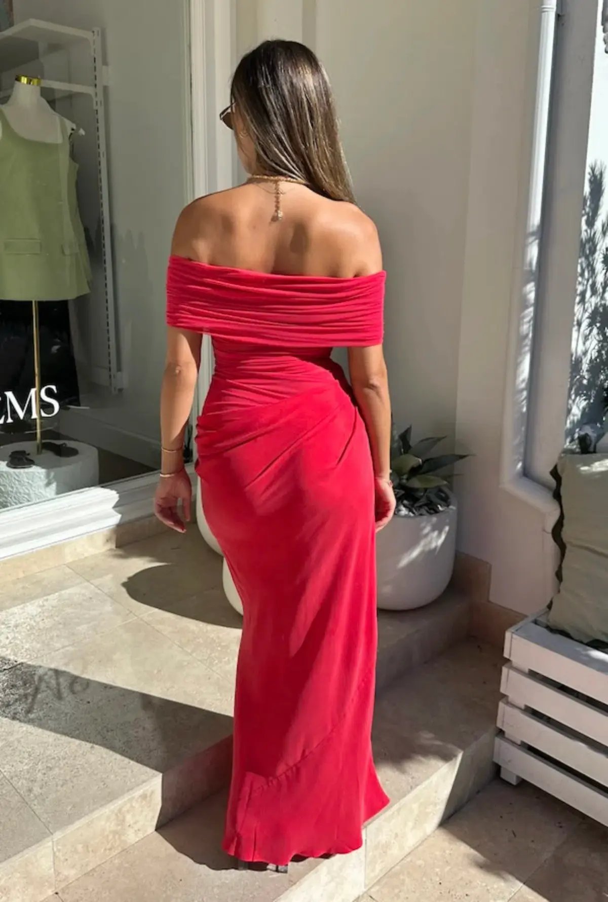 Benni Nico off Shoulder Maxi Dress in Watermelon Size 6 photo 2