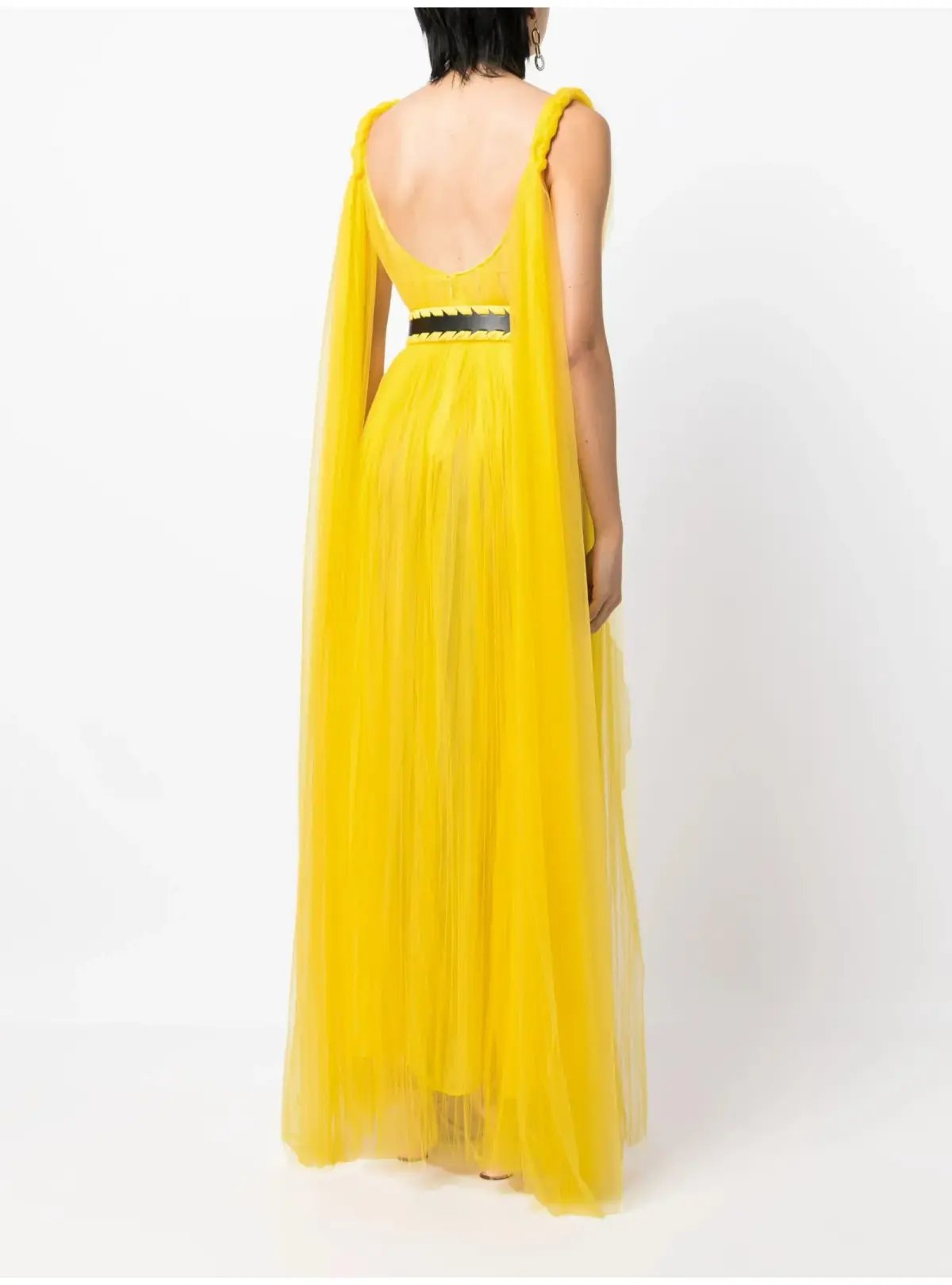 Leo Lin Juno Draped Floor Length Dress Yellow Size AU 12 photo 3