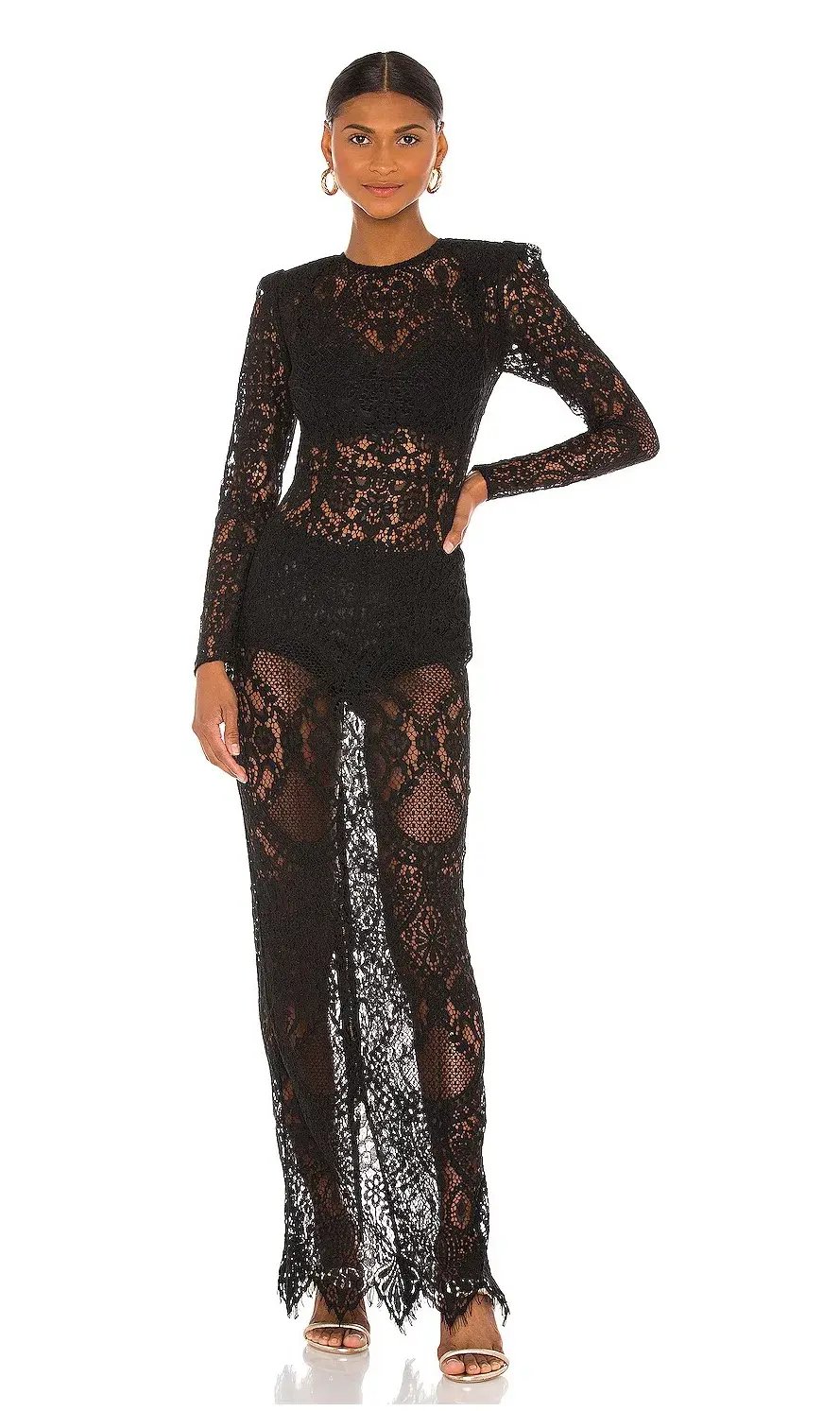 Bronx and Banco Allegra Lace Maxi Dress Black Size 6 photo 2