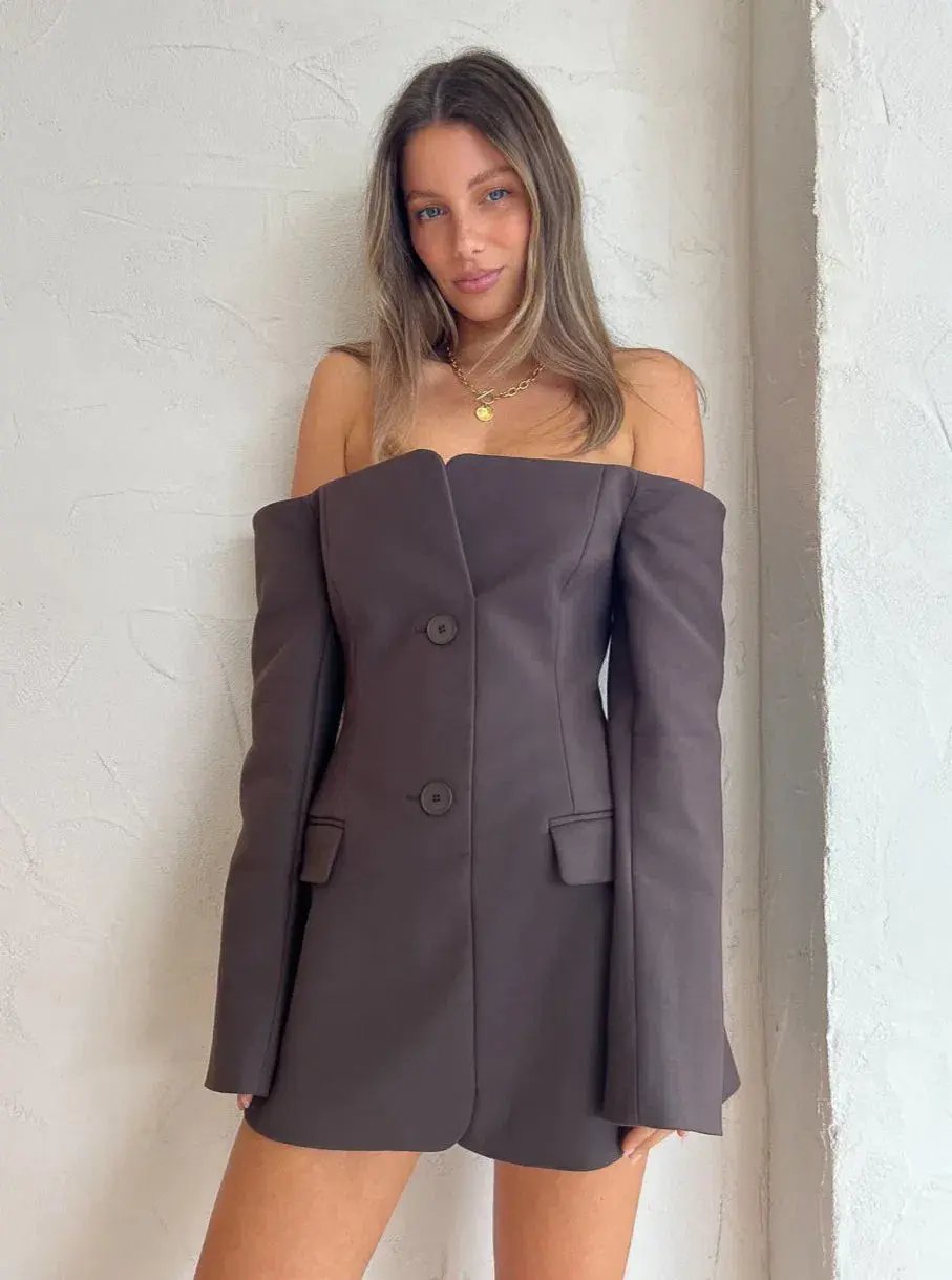 Sir the Label Sandrine Tailored Mini Dress Brown Size 2/ Au 10 photo 2