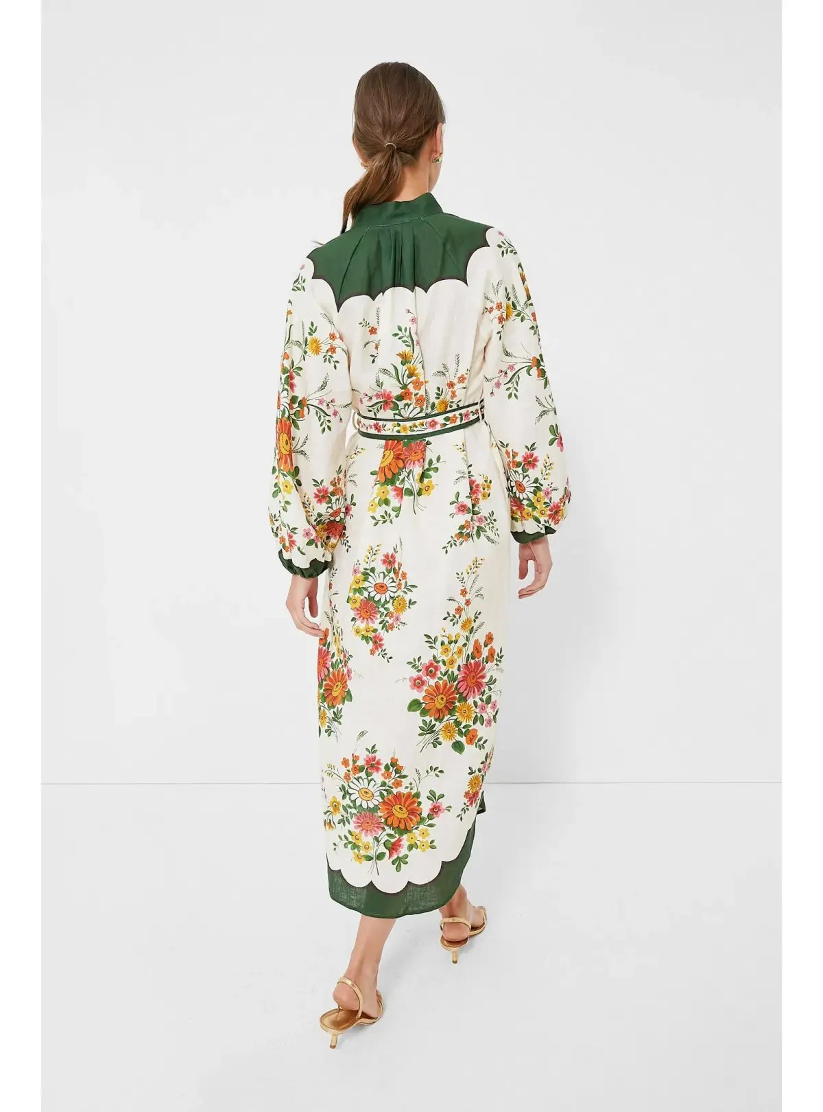 Alemais Elisabetta Belted Linen Midi Shirt Dress Floral Print Size AU 8 photo 4