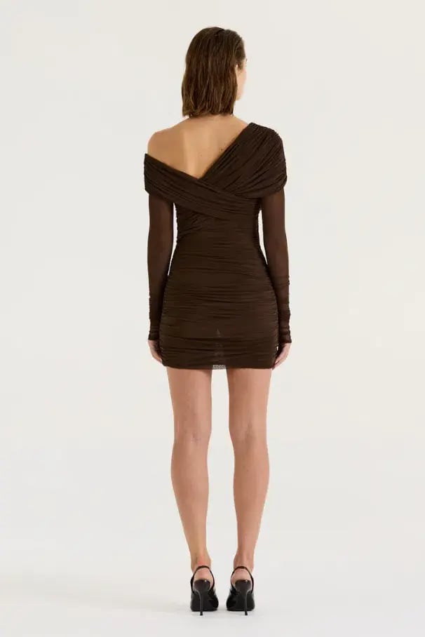 Henne Paris Mini Dress Chocolate Size AU 8 photo 4
