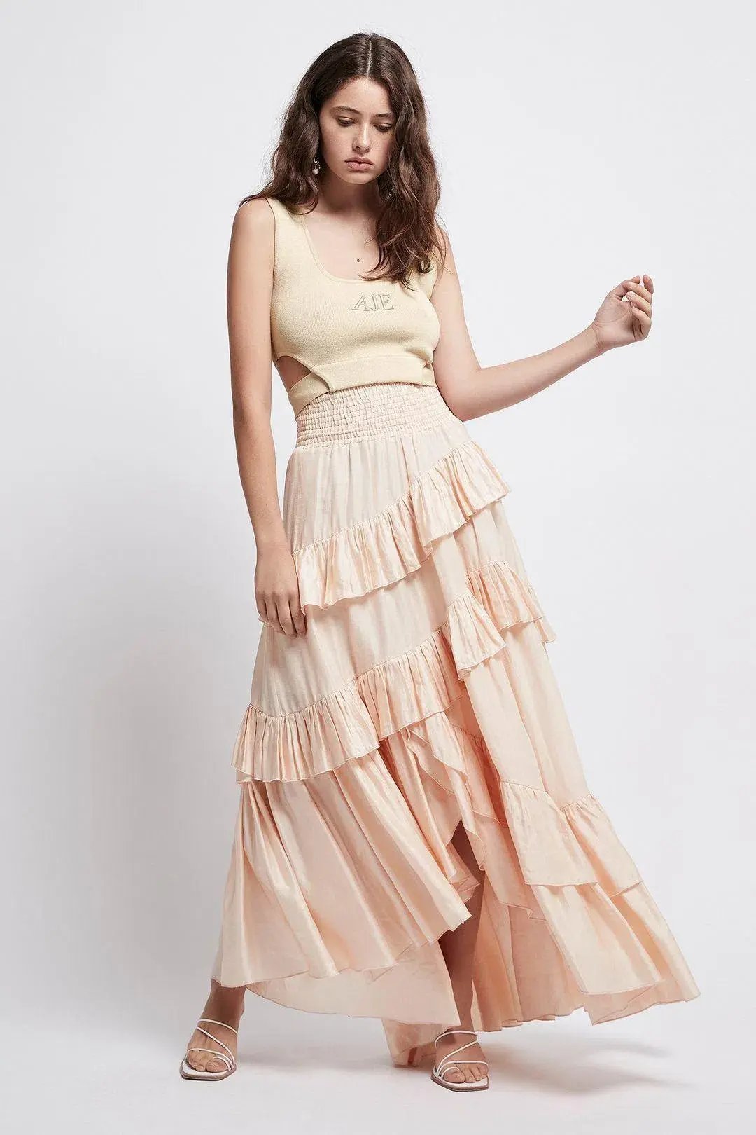 Aje Armeria Waterfall Skirt Dress Peach Size M/AU 8 photo 2