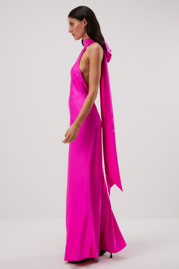 Evianna Satin Gown in Pink photo 3