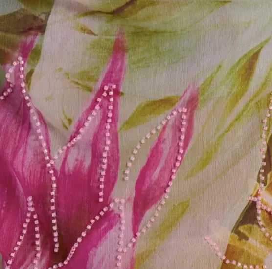 Jaded London Dahlia Hand-Beaded Backless Chiffon Maxi Dress in Rosa photo 5