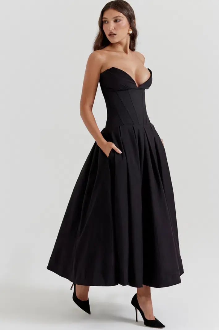 House of CB Lady Black Strapless Midi Dress Black Size S / AU 6 photo 4