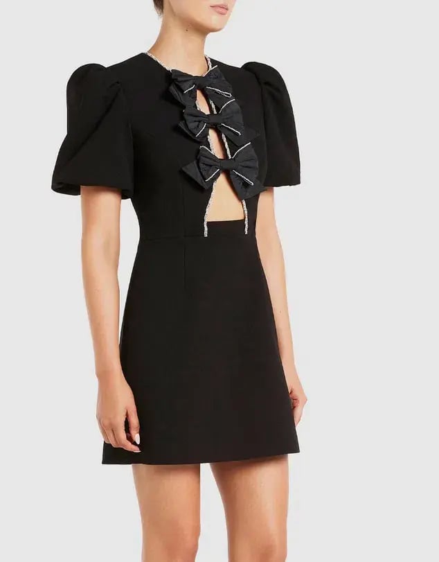 Rebecca Vallance Katie Bow Mini Dress Black Size 8 photo 3