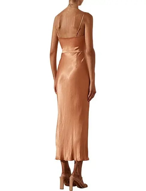 Shona Joy Loise Lace Up Midi Dress Caramel Size 8 photo 2