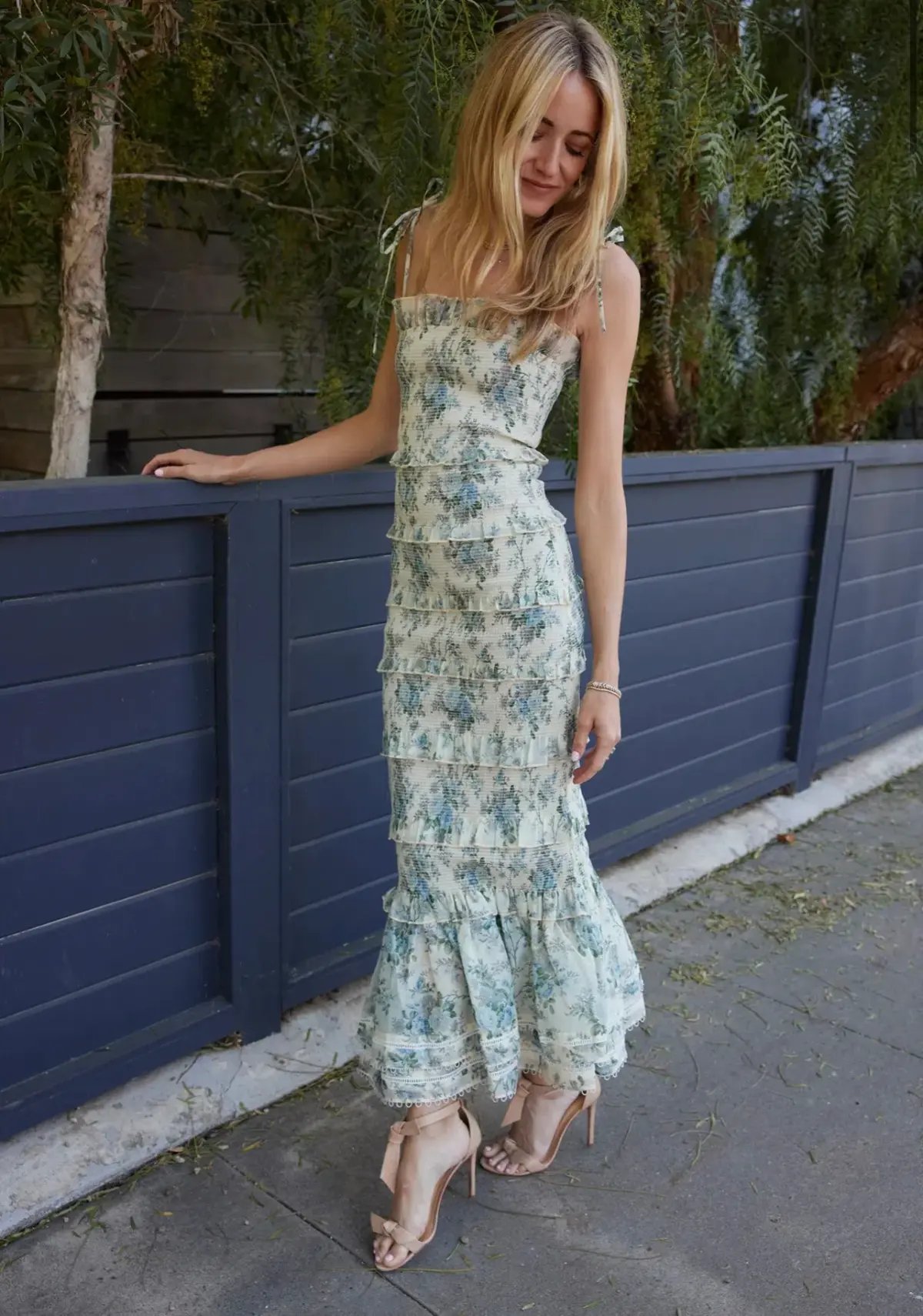V. Chapman - The Geranium Dress in Blue Bouquet - Size 6 photo 3