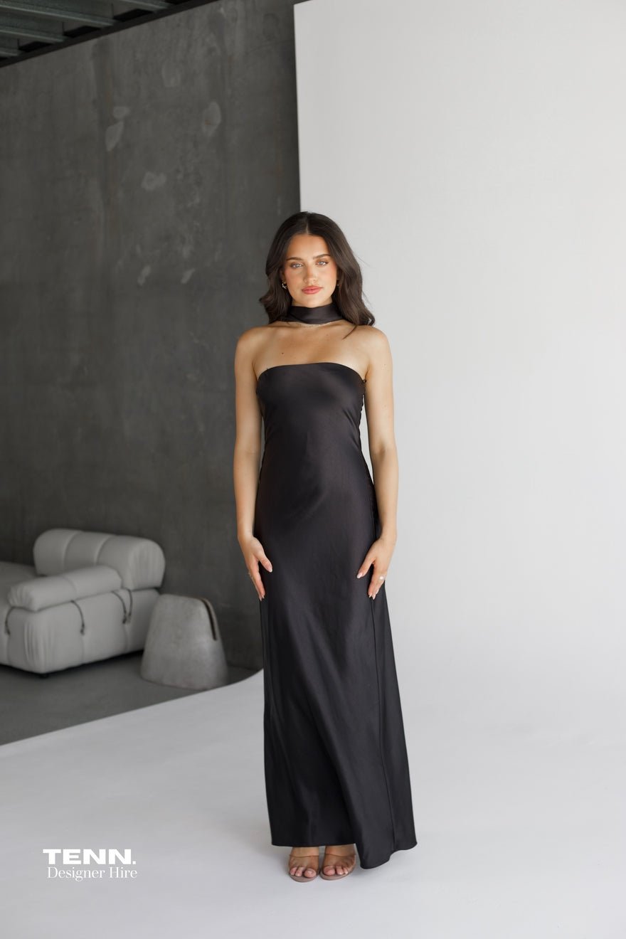 Misha Collection Lilia Satin Maxi Dress - Black photo 3