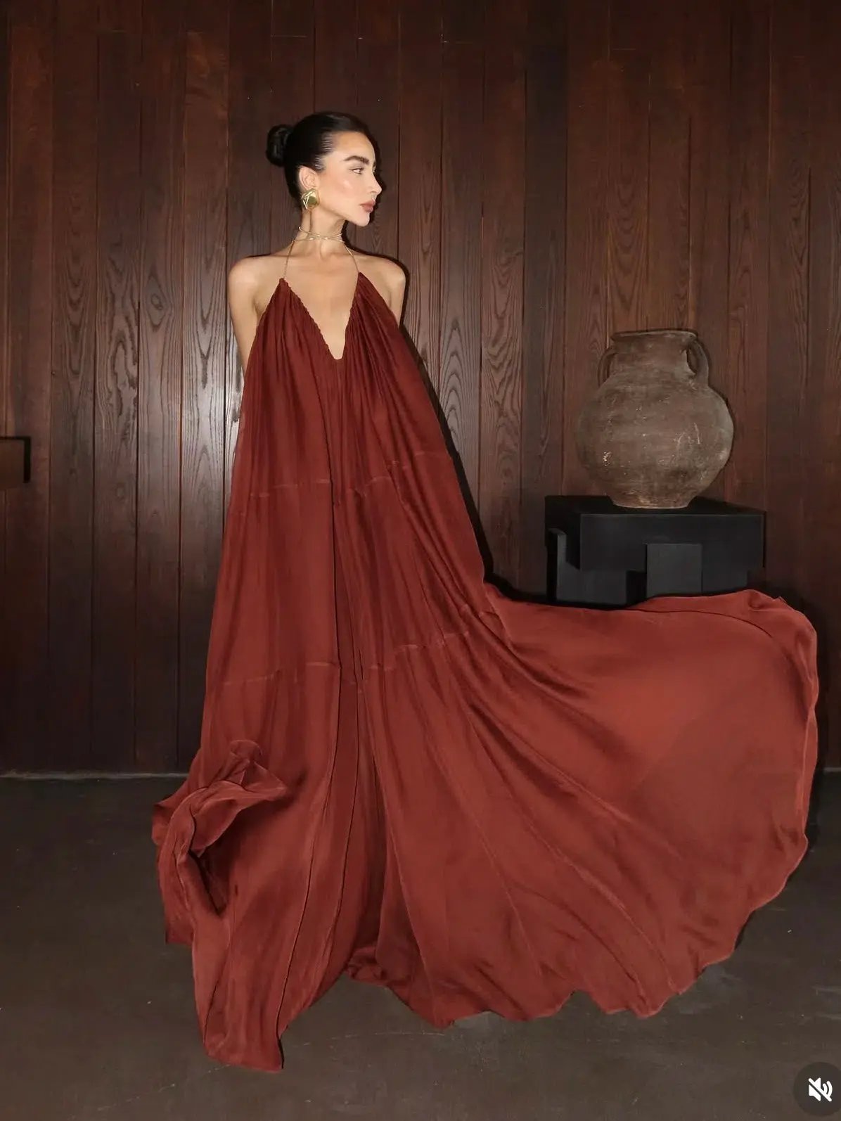 Retrofete arlet chiffon dress chestnut size XS 6 photo 3
