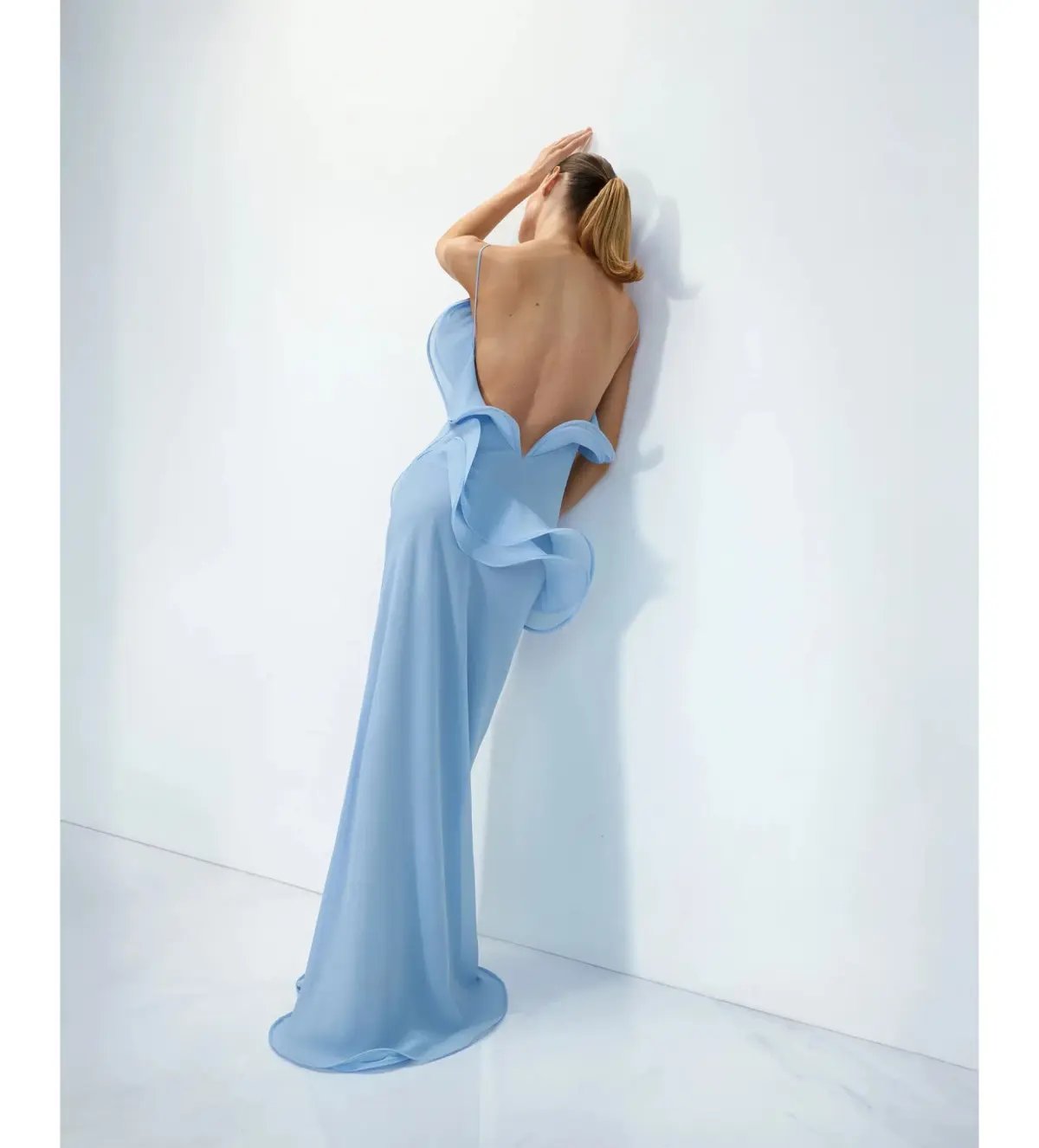 Selezza London Chiffon Maxi Dress Baby Blue Size AU 6 photo 3