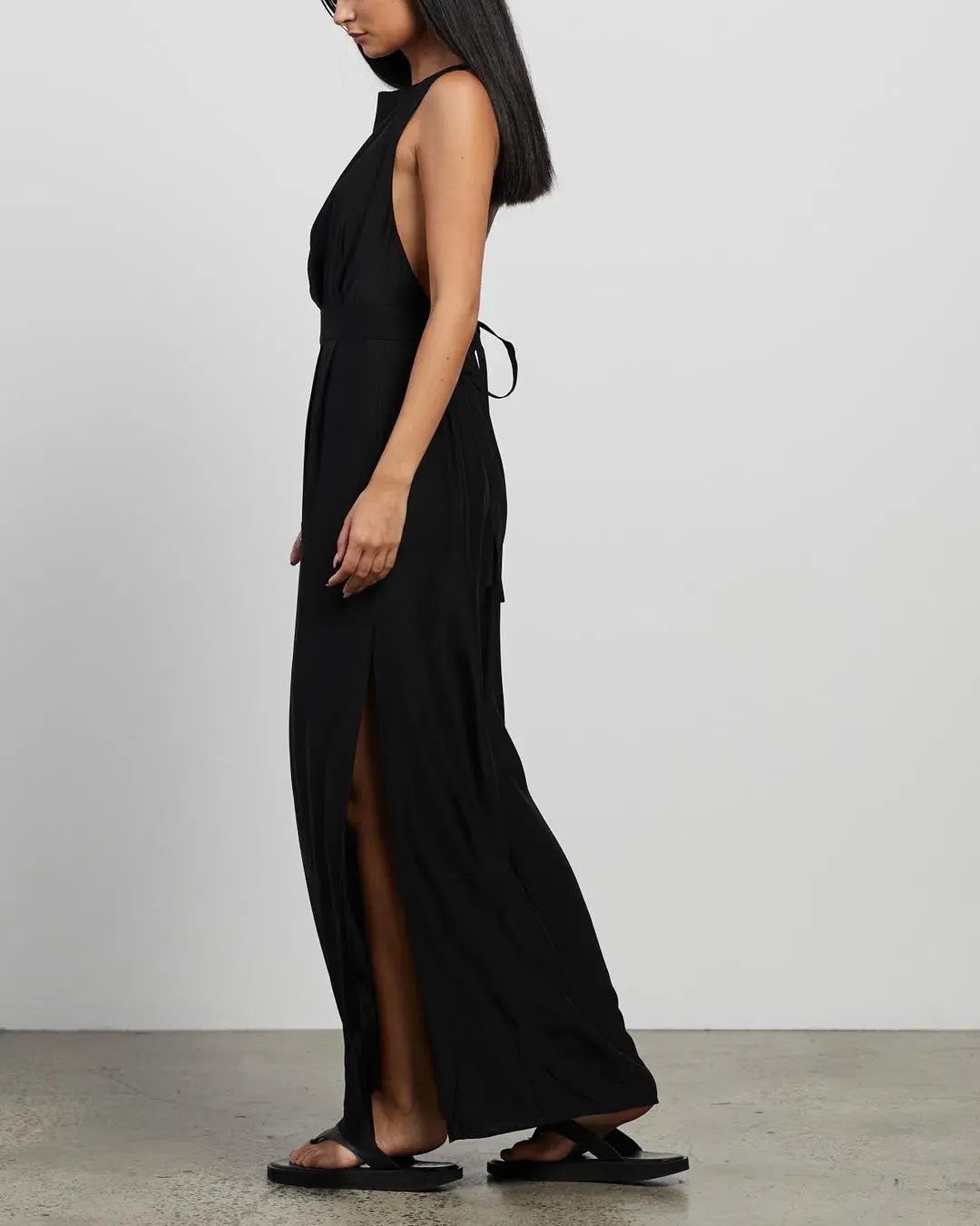 Matin Backless Silk Dress Black Size 10 photo 5