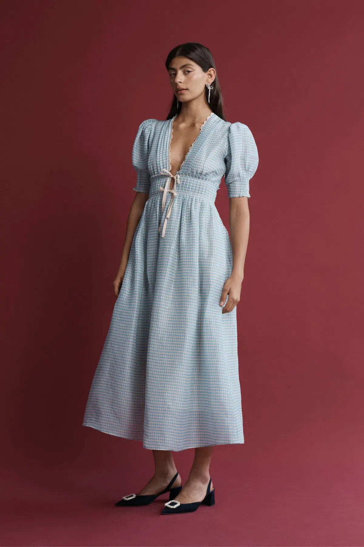 Lovaan Boehm Dress Blue Gingham Size 12 photo 2
