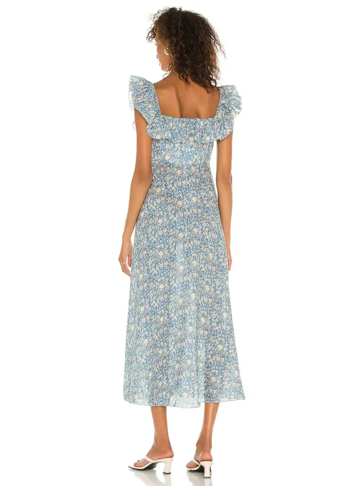 Zimmermann Carnaby Ruffle Floral Midi Dress Blue Floral Size 3 / AU 14 photo 4