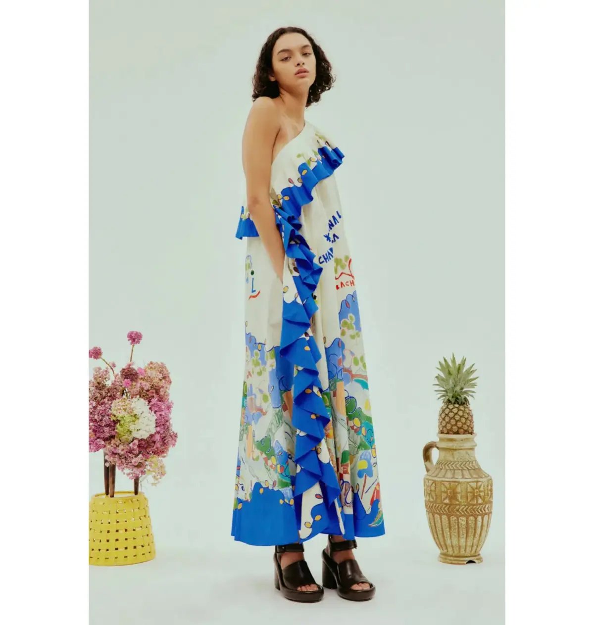 Alemais Nadia One Shoulder Ruffle Dress Multi Size AU 14 photo 2